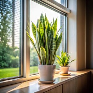 نبات جلد النمر بالقرب من نافذة مشمسة