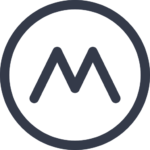 A Circle with capital letter M in black font indicating size medium