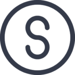 A Circle with capital letter S in black font indicating size small
